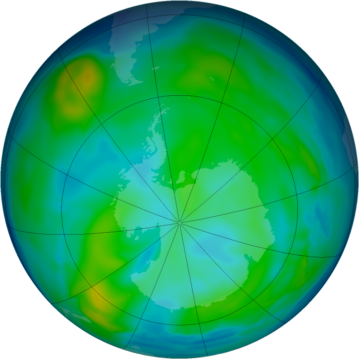 Antarctic ozone map for 16 June 2006